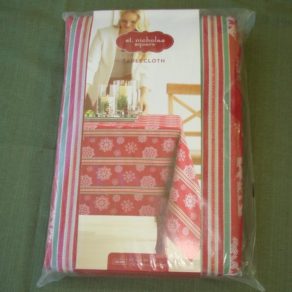 NEW 60" x 84" OBLONG Fabric TABLECLOTH Christmas Homestead Snowflake Farmhouse - Picture 13 of 13